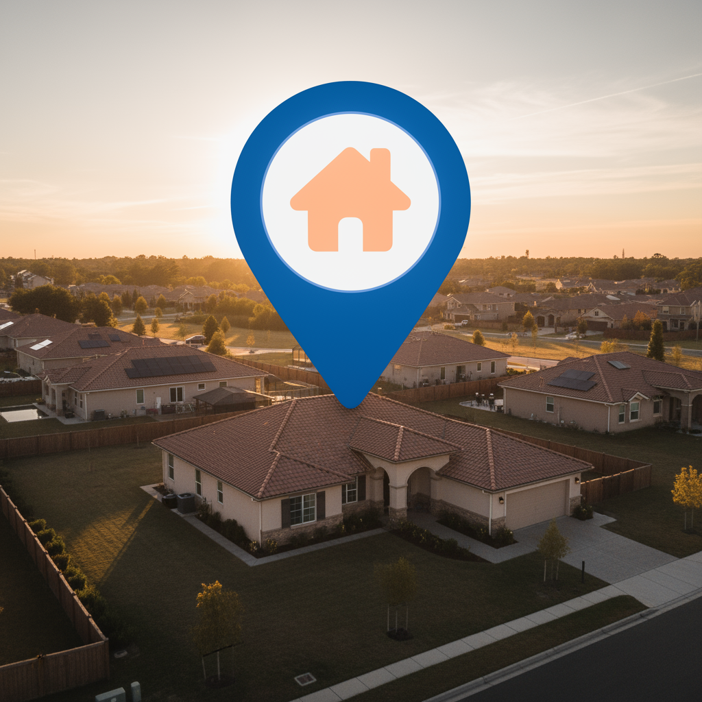 Map with house icon